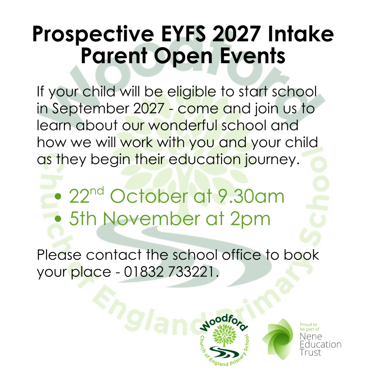 Woodford Pop Up EYFS dates 2026